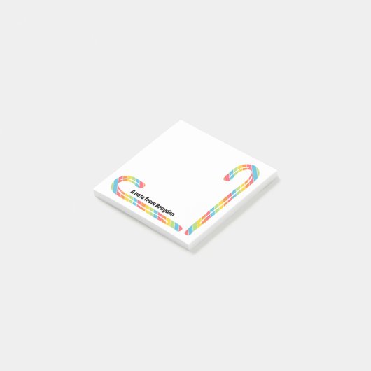 Rainbow Candy Cane Custom Tekst Kerstmis Post-it® Notes (Schuin)