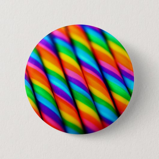 Rainbow Candy Cane Ronde Button 5,7 Cm (Voorkant)