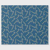 Rainbow Candy Canes Dark Blue Kerstmis Cadeaupapier (Vlak)