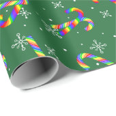 Rainbow Candy Canes kerst Cadeaupapier (Rol Hoek)