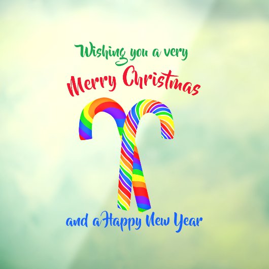 Rainbow Candy Canes kerst Raamsticker (Vel 3)