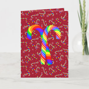 Rainbow Candy Canes Pride Kerstfeestdag Kaart