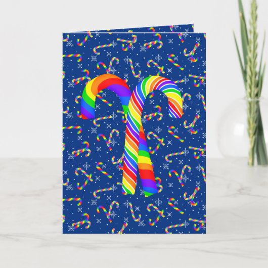 Rainbow Candy Canes Pride Kerstmis Feestdagen Kaart (Voorkant)