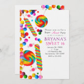 Rainbow Candy Sweet Invitations de fête d'annivers (Devant / Derrière)