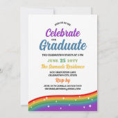 Rainbow Cartoon Sparkles Foto Afstuderen Kaart (Achterkant)