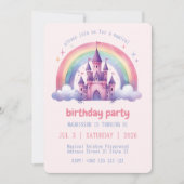 Rainbow Castle Girls Anniversaire Fête Invitation (Devant)