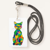 Rainbow Cat Badge (Achterkant met draagriem)