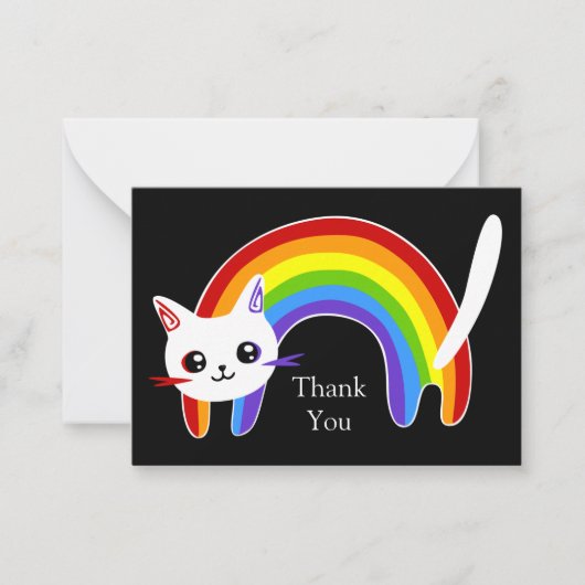 Rainbow Cat bedankt kaart Notitiekaartje (Voorkant)