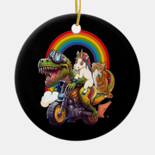 Rainbow Cat Eenhoorn Dinosaurus T Rex Kitten Lover Keramisch Ornament