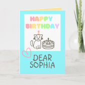 Rainbow Cat Happy Birthday Kaart (Voorkant)