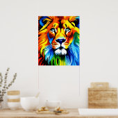 Rainbow Cat Lion Poster - Digital Art Fantasy (Cuisine)