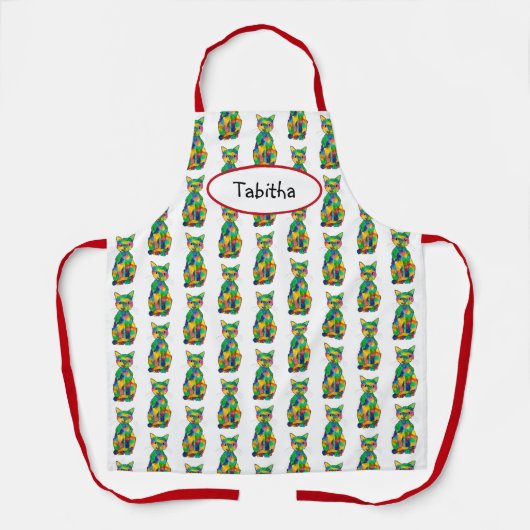 Rainbow Cat Name Apron Schort (Voorkant)