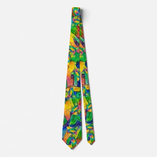 Rainbow Cat Pattern Stropdas (Voorkant)