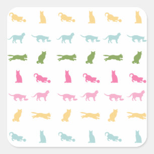 Rainbow Cat Pattern Vierkante Sticker