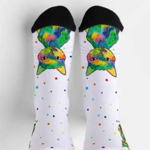 Rainbow Cat Purrfect Spotty Crew Socks Sokken