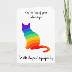 Rainbow cat silhouette or photo pet sympathy card feestdagen kaart