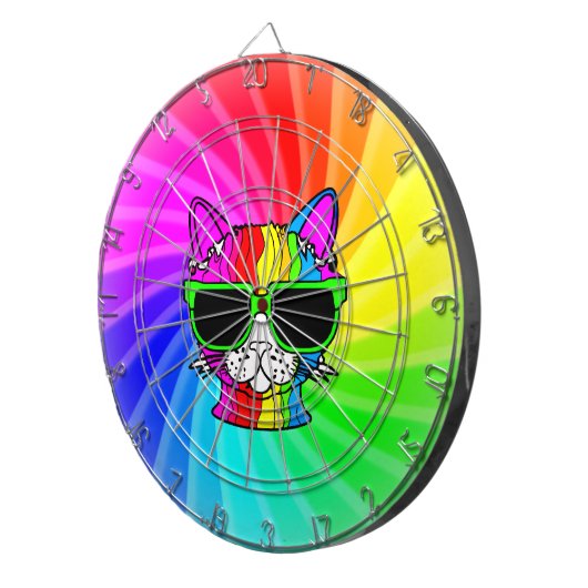 Rainbow Cat Twirl Dartbord (Voorkant Rechts)