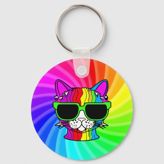 Rainbow Cat Twirl Sleutelhanger (Voorkant)