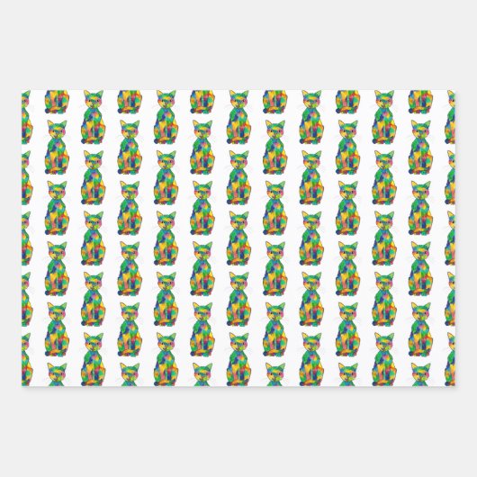 Rainbow Cat Wrapping Paper Sheet Set (Voorkant 2)
