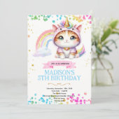  Rainbow Caticorn Birthday invitation (Debout devant)