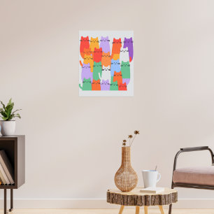 Rainbow Cats Minimalistische Muurkunst - Schattige Poster