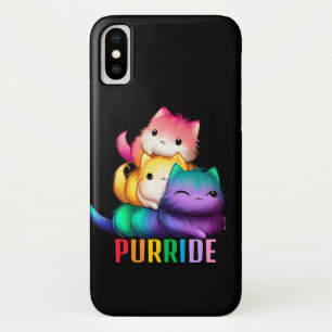 Rainbow Cats Purride Zwart iPhone X Hoesje