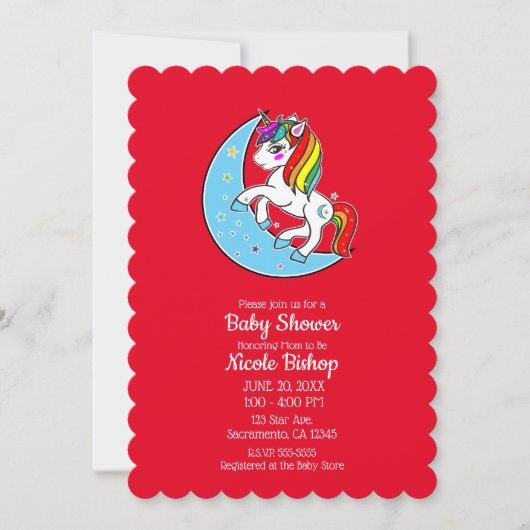 Rainbow Celestial Blue Moon & Stars Unicorn Kaart (Voorkant)