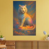 Rainbow Celestial White Tiger – Divine Cloudlight Canvas Afdruk (Insitu (Woonkamer))