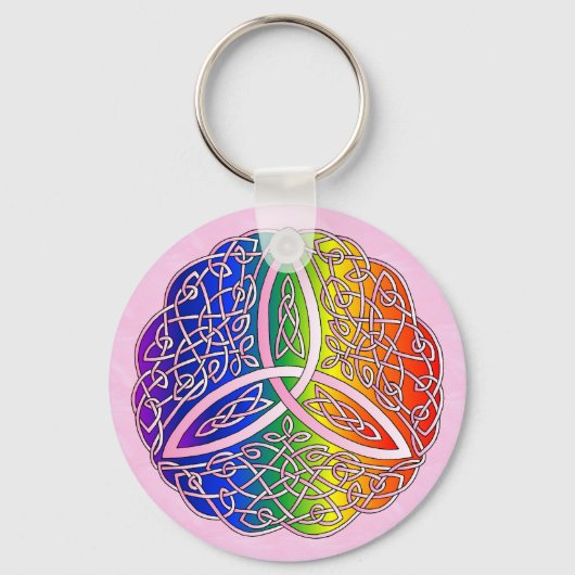 Rainbow Celtic Art Trinity Knot Sleutelhanger (Voorkant)
