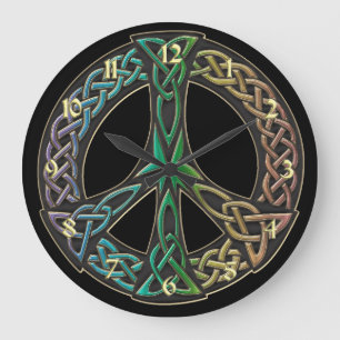 Rainbow Celtic Knot Peace Sign-klok Grote Klok