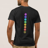 *~* Rainbow Chakra Symbols Waterverf Om Black T-shirt (Achterkant)