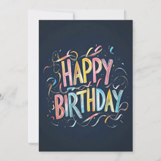 Rainbow Chalk Happy Birthday op Navy Blue Birthday Kaart