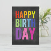 Rainbow & Chalkboard Bonne carte d'anniversaire (Debout devant)