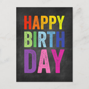 Rainbow & Chalkboard Happy Birthday Briefkaart
