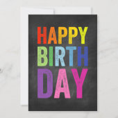 Rainbow & Chalkboard Happy Birthday Kaart (Voorkant)