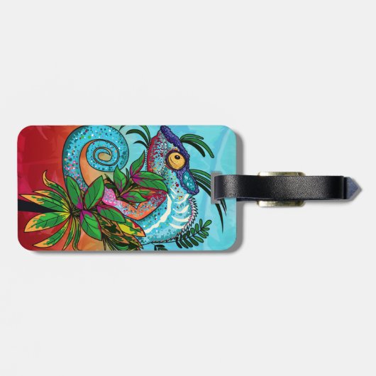 Rainbow Chameleon Bagagelabel (Achterkant horizontaal)