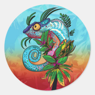 Rainbow Chameleon Ronde Sticker