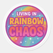 Rainbow Chaos Round Sticker (Voorkant)