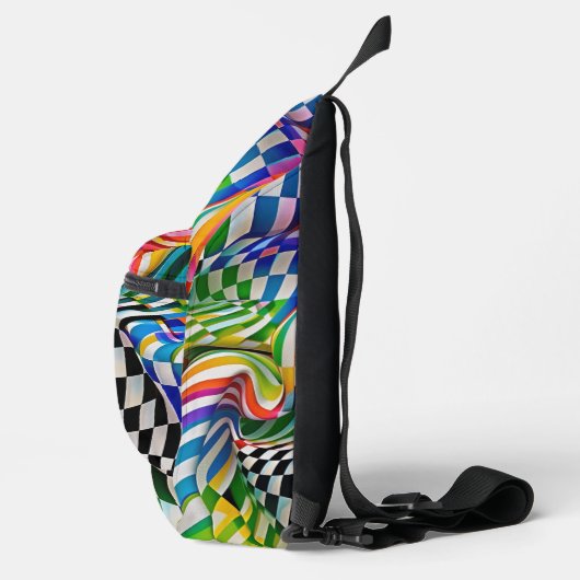 Rainbow Checkerboard Digitale kunst Sling Bag (Rechts)