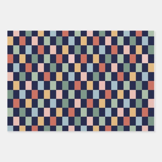 Rainbow Checkerboard retro kleuren vector naadloos Inpakpapier Vel (Voorkant 3)