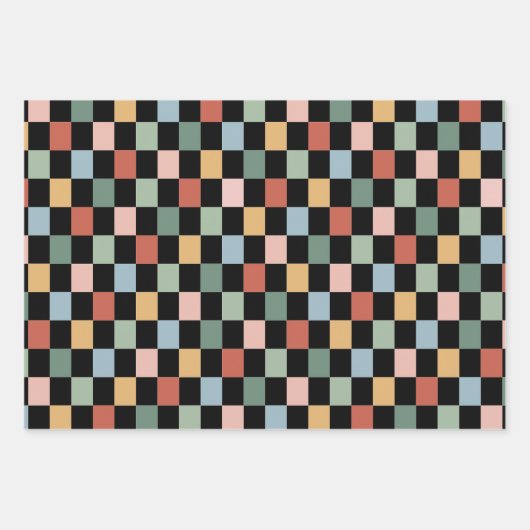 Rainbow Checkerboard retro kleuren vector naadloos Inpakpapier Vel (Voorkant 2)