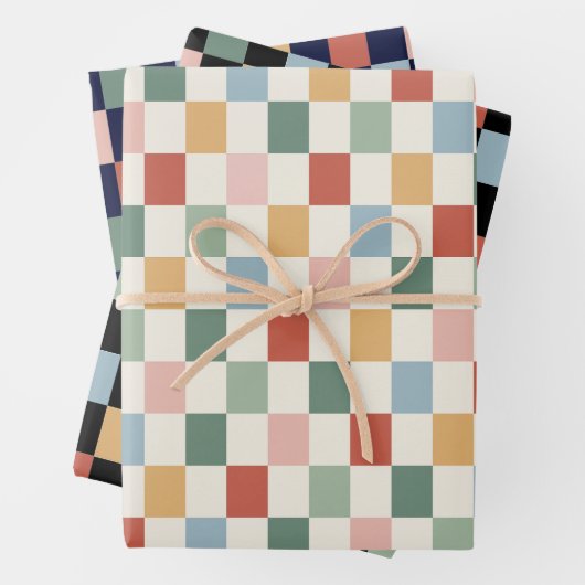 Rainbow Checkerboard retro kleuren vector naadloos Inpakpapier Vel (In situ)