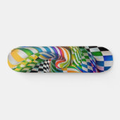 Rainbow Checkerboard & Stripes Digitale kunst Skateboard (Horizontaal)