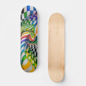 Rainbow Checkerboard & Stripes Digitale kunst Skateboard (Voorkant)