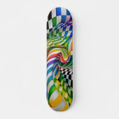 Rainbow Checkerboard & Stripes Digitale kunst Skateboard (Voorkant)