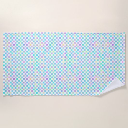 Rainbow Checkerboard: vun en kleurrijk patroon Strandlaken (Voorkant)