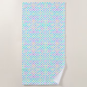 Rainbow Checkerboard: vun en kleurrijk patroon Strandlaken (Voorkant)