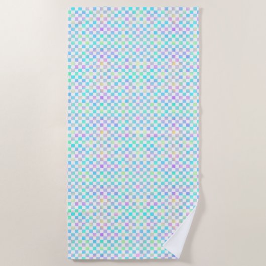 Rainbow Checkerboard: vun en kleurrijk patroon Strandlaken (Voorkant)