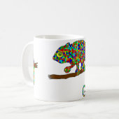 Rainbow Checkered Chameleon Mok (Voorkant links)
