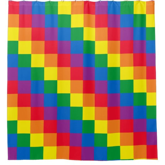Rainbow Checkered Douchegordijn (Voorkant)
